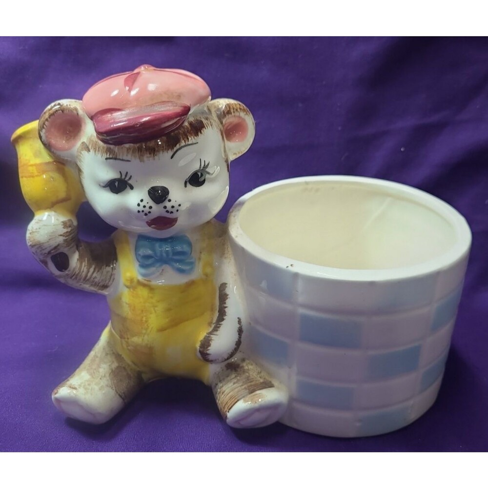 Vintage Trimont Ware Japan Anthropomorphic Bear Nursery Cottagecore Planter
